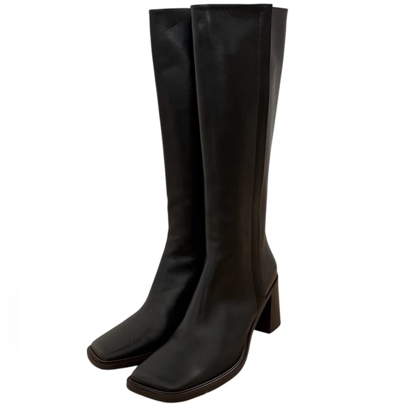 THE ROW Patch Calfskin Tall Zip Boots - Picture 4 of 8